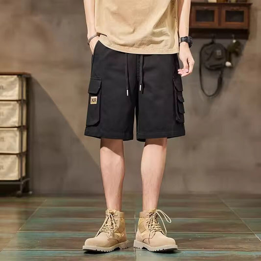 American Trend Tooling Shorts Casual Men's Refreshing Loose Pants Simple Black Breathable Summer Thin Boys Trend Fifth Pants