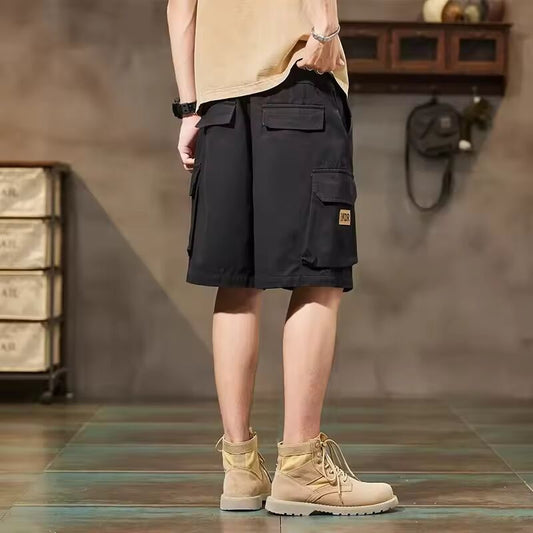 American Trend Tooling Shorts Casual Men's Refreshing Loose Pants Simple Black Breathable Summer Thin Boys Trend Fifth Pants